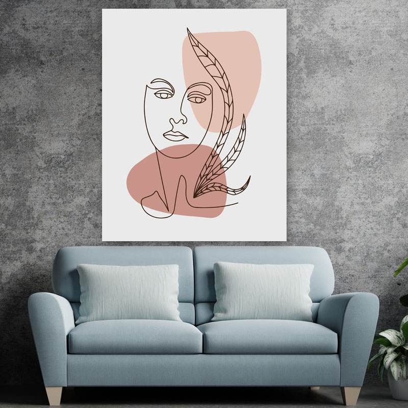 Πίνακας σε καμβά Line Art Pensive Woman